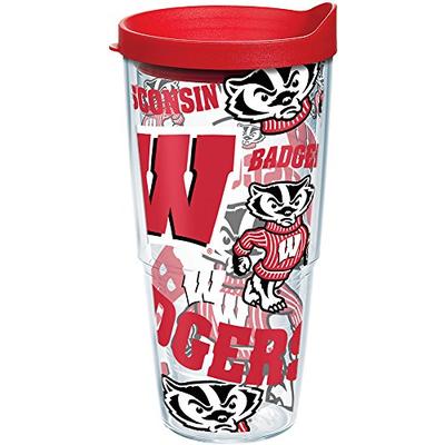 Tervis 1257275 NCAA Wisconsin Badgers All Over Tumbler With Lid 24 oz Clear
