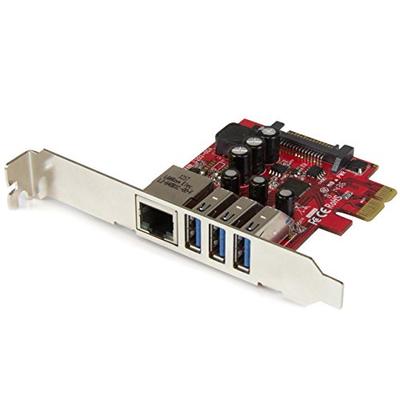 StarTech.com 3 Port PCI Express USB 3.0 Card + Gigabit Ethernet - Fits Standard & Low-Profile PCs -
