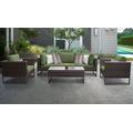 Amalfi 6 Piece Outdoor Wicker Patio Furniture Set 06r in Cilantro - TK Classics Amalfi-06R-Brn-Cilantro