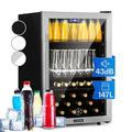 KLARSTEIN Beer Fridge, Glass Mini Fridge for Bedrooms, Food, & Drinks, Small Fridge Wine Cooler, Glass Door Drinks Fridge, 147L Table Top Fridge w/Removable Shelves, Indoor/Outdoor Home Bar Storage