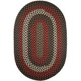Black/Gray 48 x 0.38 in Area Rug - August Grove® Charlise Hand Braided Black/Red/Gray Indoor/Outdoor Area Rug | 48 W x 0.38 D in | Wayfair