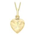 CARISSIMA Gold Women's 9ct Yellow Gold Patterned Heart Locket Pendant on Curb Chain Necklace of 46cm/18