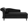 Chaise Longue Méridienne Côté Gauche en Velours Noir avec Rangement pour Salon au Style Glamour