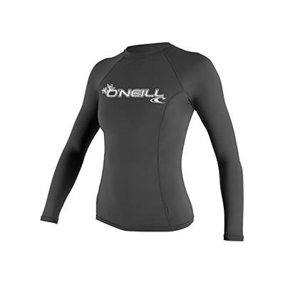 O'Neill Wetsuits Women's Basic Skins UPF 50+ Long Sleeve Rash Guard, Graphite, Large