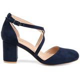 Brinley Co Comfort Womens Classic Ankle-Strap Pump Navy, 7.5 Regular US screenshot. Shoes directory of Clothing & Accessories.
