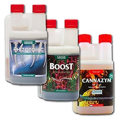 Canna Boost, Cannazym, Rhizotonic Plant Additives Hydroponic Nutrient Bundle (250mL)