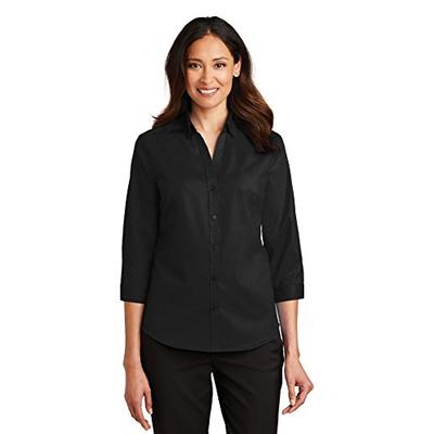 Port Authority Ladies 3/4-Sleeve SuperPro Twill Shirt XXL Black