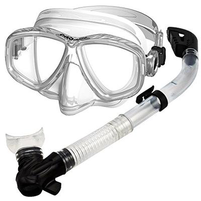 Promate Snorkel Mask Set for Scuba Diving Snorkeling, Clear