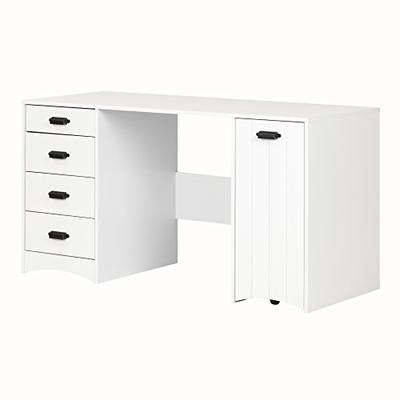South Shore Artwork Sewing Craft Table with Storage Drawers and Scratchproof Surface, Pure White