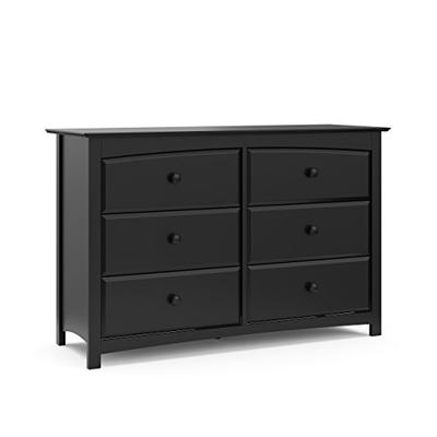Storkcraft Kenton 6 Drawer Universal Dresser, Black, Kids Bedroom Dresser with 6 Drawers, Wood and C