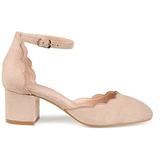 Brinley Co. Womens Edsey Faux Suede Ankle Strap Scalloped Pumps Taupe, 9.5 Regular US screenshot. Shoes directory of Clothing & Accessories.