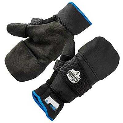 Ergodyne ProFlex 816 Convertible Winter Work Gloves with Flip Top Mitten, Black, Large