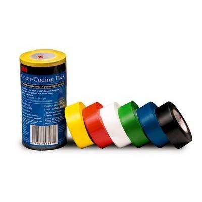 3M General Purpose Vinyl Tape Color Coding Pack, 6-Roll