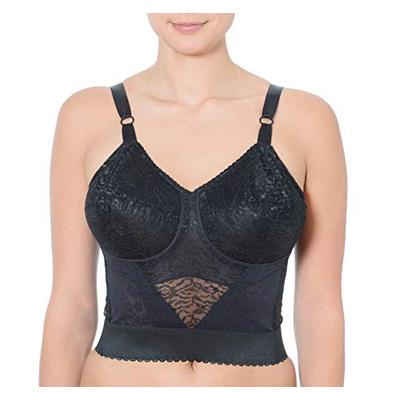 Rago Style 2202 - Long Line Firm Shaping Expandable Cup Bra, Black, 48c