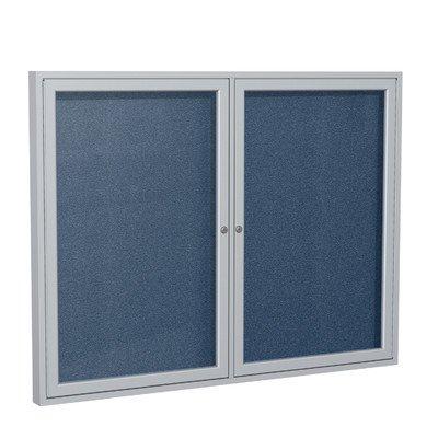 2 Door Outdoor Enclosed Bulletin Board Size: 4' H x 5' W, Frame Finish: Satin, Surface Color: Navy
