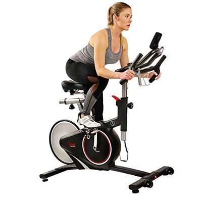 Sunny Health & Fitness Magnetic Belt Rear Drive Indoor Cycling Bike, High Weight Capacity with RPM C