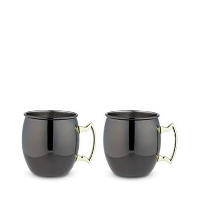 TRUE 7385 Black Mug with Gold Handle, 2 Pack Moscow Mule