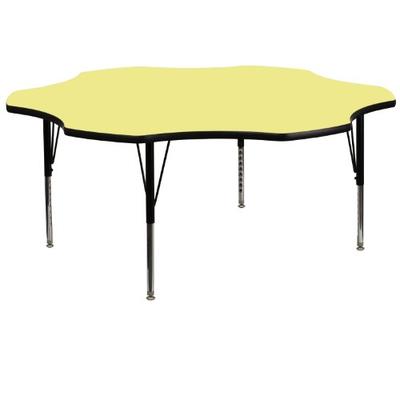 Flash Furniture XU-A60-FLR-YEL-T-P-GG Flower Shaped Activity Table with Yellow Thermal Fused Laminat