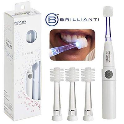 Sonic Toothbrush for travel by Compac, Only uses single AAA Battery, Super-Fine Micro Bristles for B