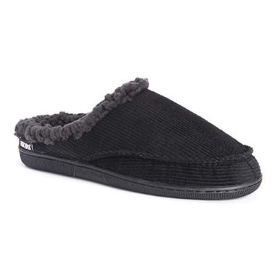 MUK LUKS Men's Corduroy Clogs Slipper Black Medium 10-11 M US