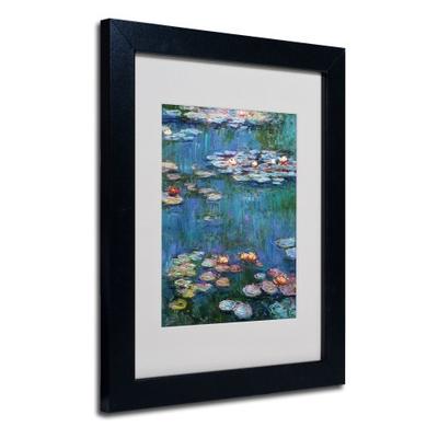 Waterlilies Classic by Claude Monet, White Matte, Black Frame 11x14-Inch