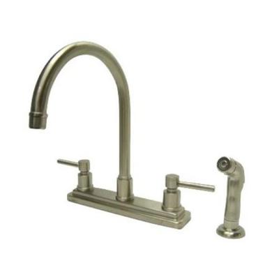 Kingston Brass KS8798DL Concord Twin Lever Handles Kitchen Faucet with Matching Finish Sprayer, 8",