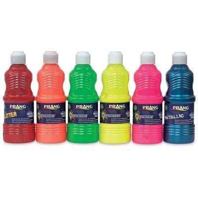 Dixon Washable Ready-to-Use Paint, 16 oz, Fluorescent Plus Metallic & Glitter, 6 Colors (10799)