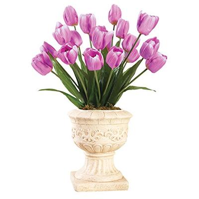 Collections Etc Springtime Tulip Bushel Artificial Maintenance-Free Bouquet Bush - Set of 3, Lavende