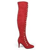 Brinley Co. Womens Regular and Wide Calf Vintage Almond Toe Over-The-Knee Boots Red, 6.5 Regular US screenshot. Shoes directory of Clothing & Accessories.