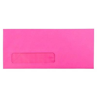 JAM PAPER #10 Business Colored Window Envelopes - 4 1/8 x 9 1/2 - Ultra Fuchsia Hot Pink - Bulk 1000