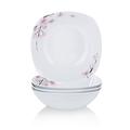 VEWEET 'Annie' 4-Piece Cereal Bowls 9" Ivory White Porcelain Pink Floral Fruit & Salad Bowl for Salad/Side Dishes/Soup/Dessert,4 * 1050 ml