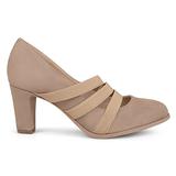 Brinley Co. Womens Levin Faux Suede Comfort Sole Chunky Heel Almond Toe Triple Elastic Strap Heels T screenshot. Shoes directory of Clothing & Accessories.