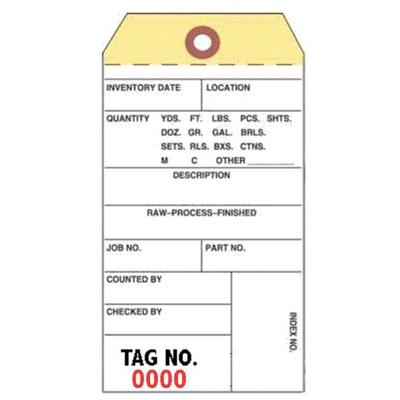 INVENTORY TAGS - Two-Part Carbonless NCR, 3-1/8" x 6-1/4", Box of 2500, Numbered 0000-2499
