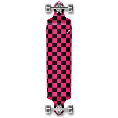 Yocaher Checker Graphic Professional Speed Drop Down Stained Complete Longboard (Checker Pink)