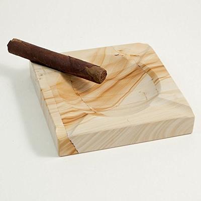 Bey-Berk C304 Square"Natural" Marble Four Cigar Ashtray. One Size Grey