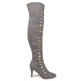 Brinley Co. Womens Regular and Wide Calf Vintage Almond Toe Over-The-Knee Boots Grey, 11 Regular US screenshot. Shoes directory of Clothing & Accessories.