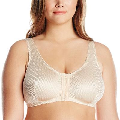 Leading Lady Zig-Zag Weave Front-Closure Leisure Bra, Beige, 42BCD