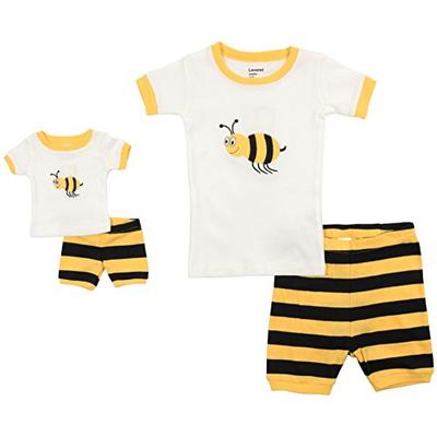 Leveret Shorts Matching Doll & Girl Bumble Bee 2 Piece Pajama Set 100% Cotton Size 3 Years