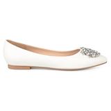 Brinley Co. Womens Faux Leather Pointed Toe Jewel Flats Ivory, 12 Regular US screenshot.  directory of .