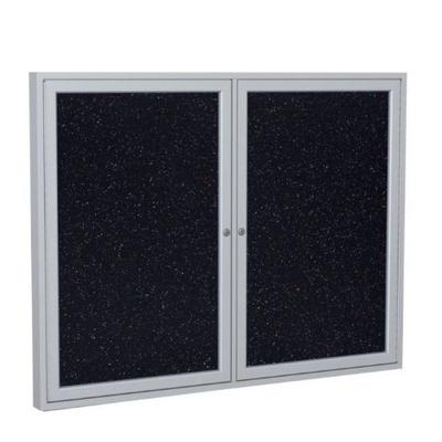 Ghent 4" x 5" 2-Door indoor Enclosed Recycled Rubber Bulletin Board, Shatter Resistant, with Lock, S