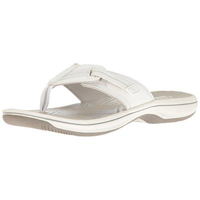 CLARKS Women's Brinkley Jazz Flip Flop White Synthetic 12 M US