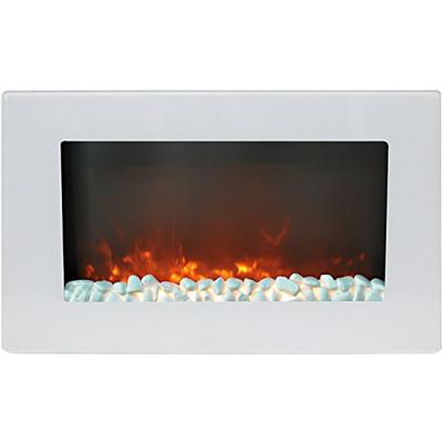 Cambridge CAM30WMEF-1WHT Callisto 30 In. Wall-Mount Electric Fireplace in White with Crystal Rock Di