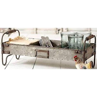 Colonial Tin Works Galvanized Steel Industrial Divided Tray with Stand,grey