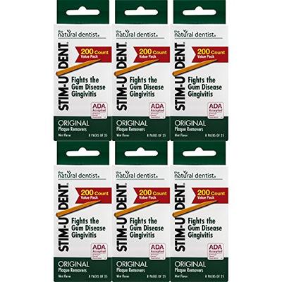 Stim-U-Dent Original Plaque Removers, Mint-Flavored, 200 Count Box (Pack of 6)