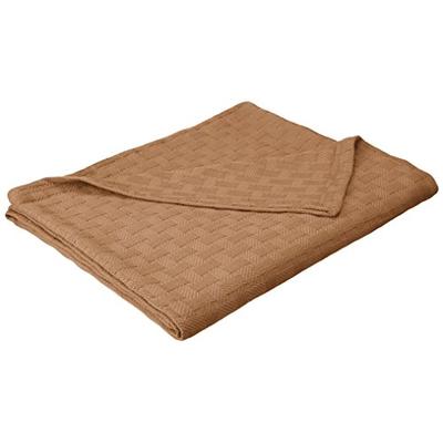 Superior King Blanket 100% Cotton, for All Season,Basket Weave Design, Taupe