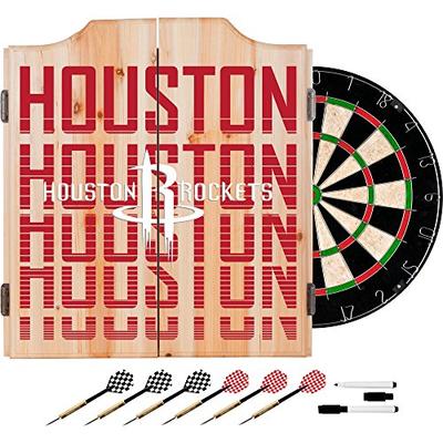 Trademark Gameroom NBA7010-HR3 NBA Dart Cabinet Set with Darts & Board - City - Houston Rockets