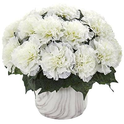 Nearly Natural 1653-CR Carnation Artificial Marble Finished Vase Silk Arrangements Cream