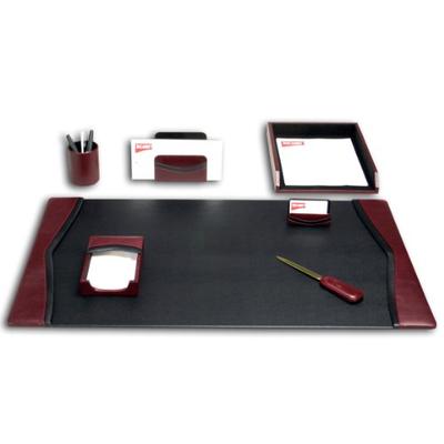 Dacasso Burgundy Leather Desk Set, 7-Piece
