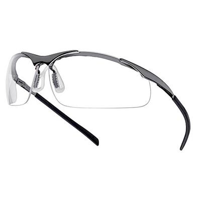 Bollé Safety 253-CM-40049 Contour Safety Eyewear with Silver Metal TPE Semi Rimless Frame and Clear
