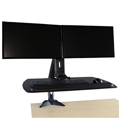RightAngle HHBHMD2428BB Standing Desk Converter- Height Adjustable Sit Stand Desk Mount W/Dual Monit